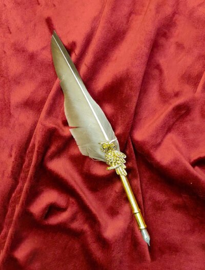 Metallic Owl Quill Feather Pen - Gold Dip Pen