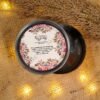 Inside lid view of floral tin bid boxes with Quran verse