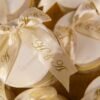 Gold accent rim detail on luxury round Nikkah bid boxes