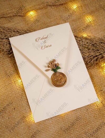Bi-fold vellum invitation open showing Barat and Walima event panels